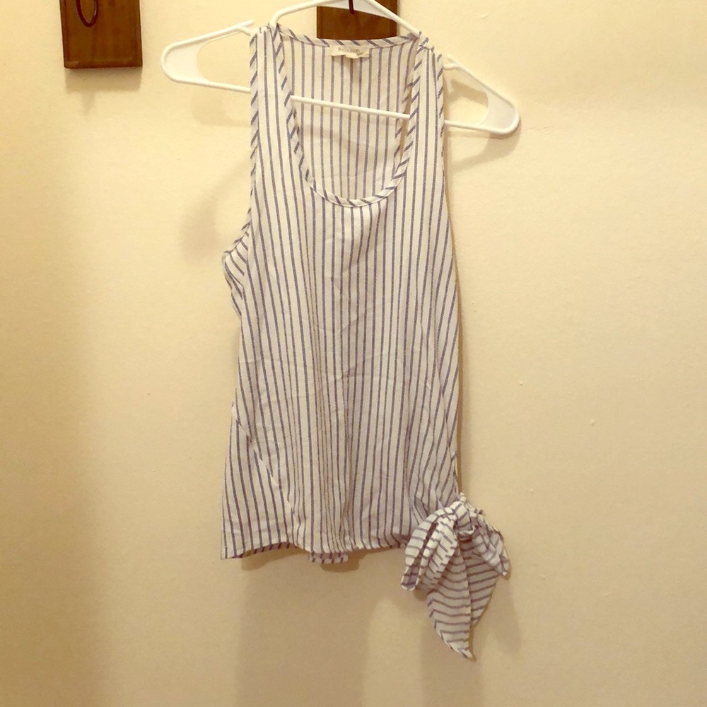 Blue and white striped tank